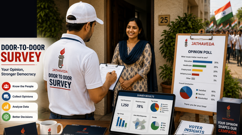 Opinion poll and door-to-door survey visual